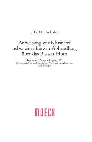 Anweisung zur Klarinette nebst einer kurzen Abhandlung über das Bassett-Horn